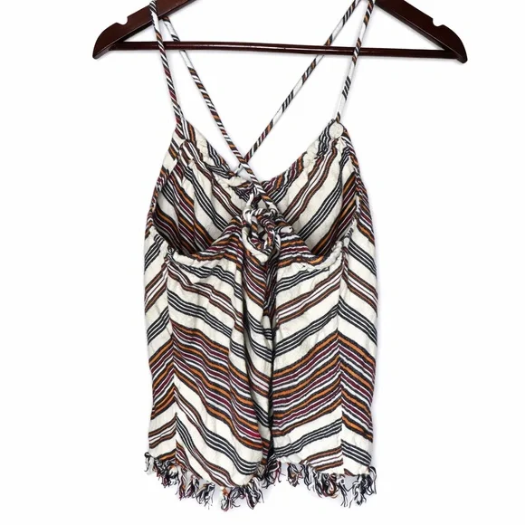Hippie Laundry Boho Chevron Fringe Tank Top Size M 100% Cotton Striped Festival - Picture 4 of 7